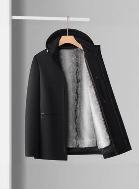 205冬新暖款中老年男士加绒2加厚连帽夹克休闲保季外套爸88178-U