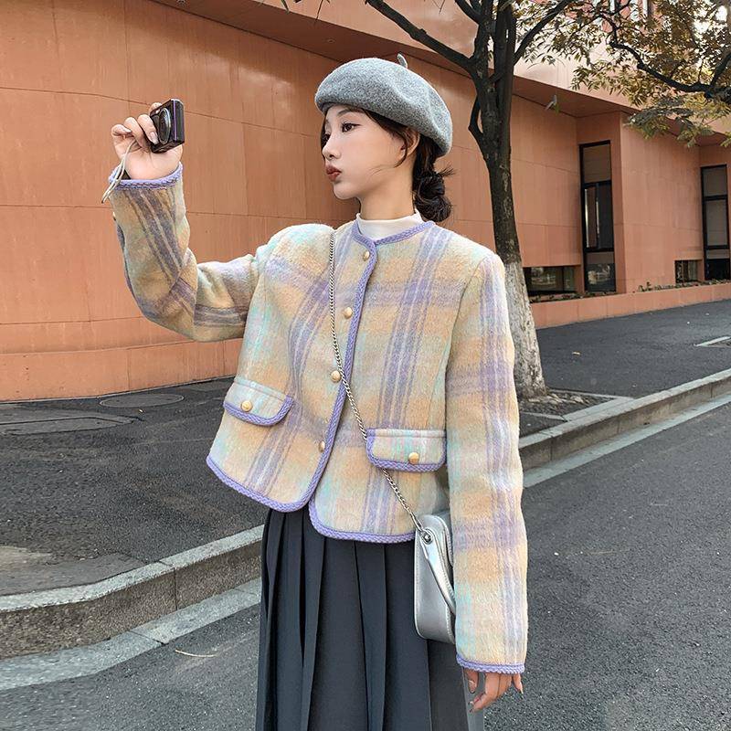 小香风短款羽绒内胆毛呢外套级女2024年高感气质名冬ZQIUA09S鸭媛