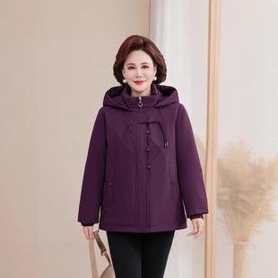 羽绒帽服女冬妈妈长KYV防寒装中款加厚连女装喜婆婆外套通士勤风