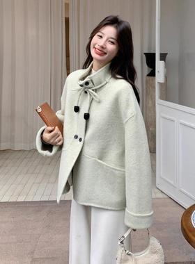 浅冬绿色双面套毛外女2025b163-261年季新款时尚温柔风减龄羊百搭
