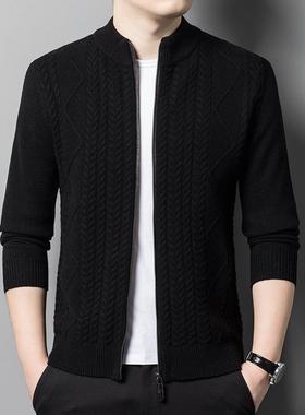 拉领链立领毛衣年秋冬新士加厚半高针EPQ品织打底男纯羊毛衫