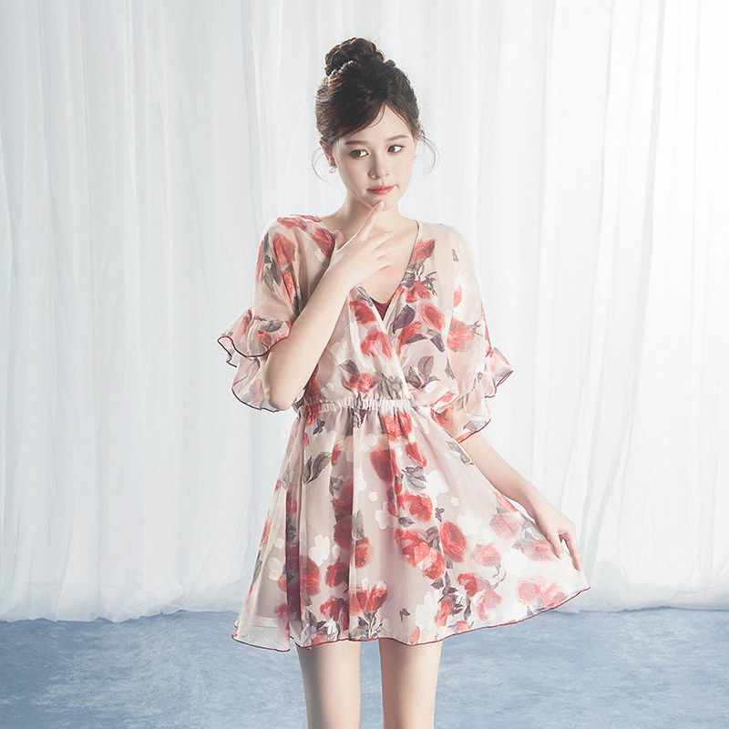 【徐苏苏 夕栀】纯欲风显瘦微胖女孩遮肚肉保守温泉三件套泳衣女