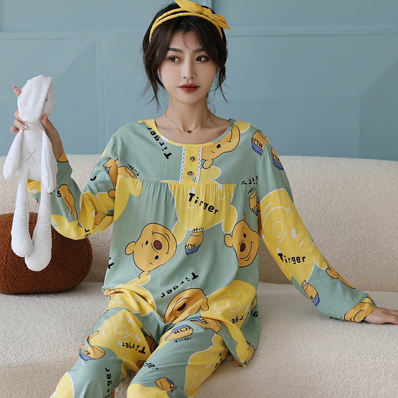 棉绸薄款长裤家居服睡衣套装