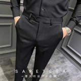 Мужские демисезонные штаны, пиджак классического кроя, костюм, в корейском стиле, свободный прямой крой