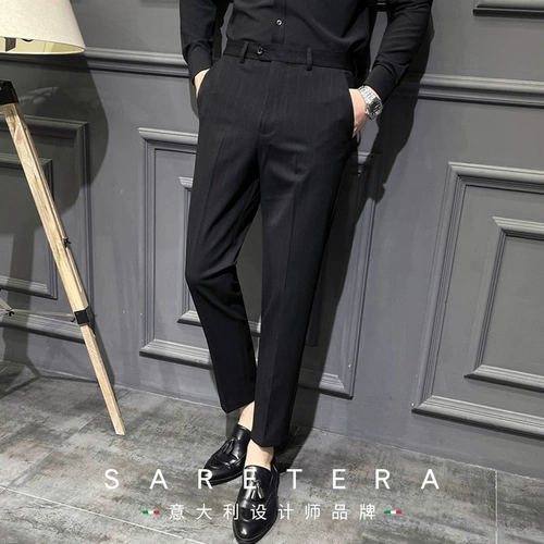 Мужские демисезонные штаны, пиджак классического кроя, костюм, в корейском стиле, свободный прямой крой