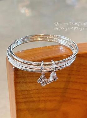 三生三世银手镯女纯银s999实心足银手环小众送老婆女友情人节礼