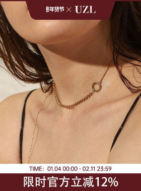 不对称项链女潮性感圆形气质小众网红简约饰品时尚百搭ins锁骨链