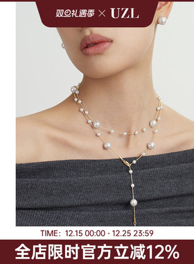 高级感满天星仿珍珠项链女长款小众锁骨链气质大气高档毛衣链秋冬