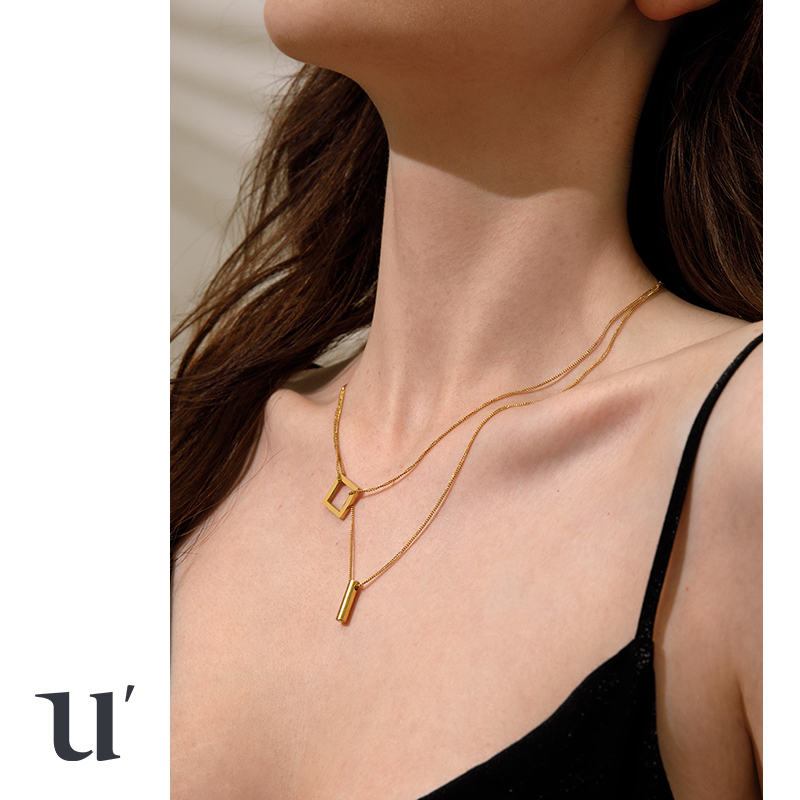 项链设计感法式小方形轻奢优雅