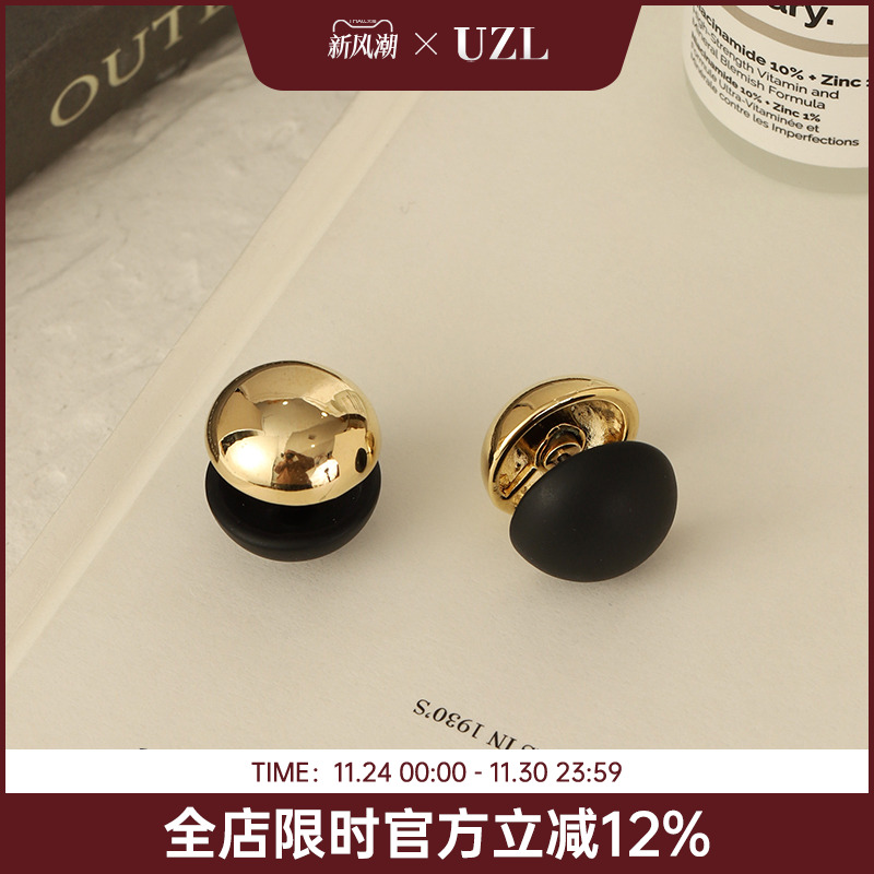 复古黑色耳钉女高级感简冷淡风