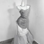 珍珠公主 TDH原创银色爆闪亮片性感包臀鱼尾连衣裙超短裙礼服裙子