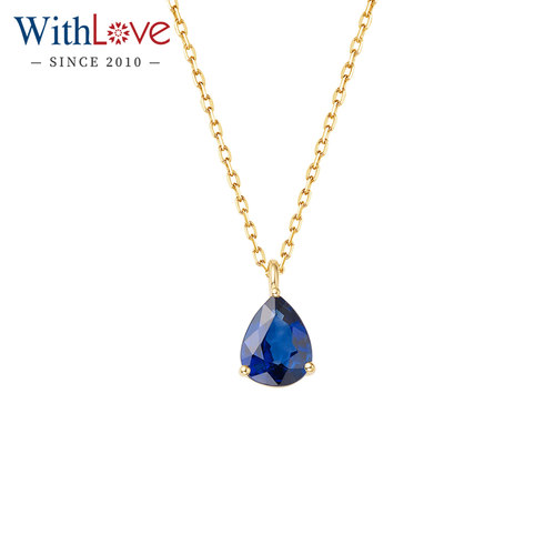 WithLove18K金水滴蓝宝石项链