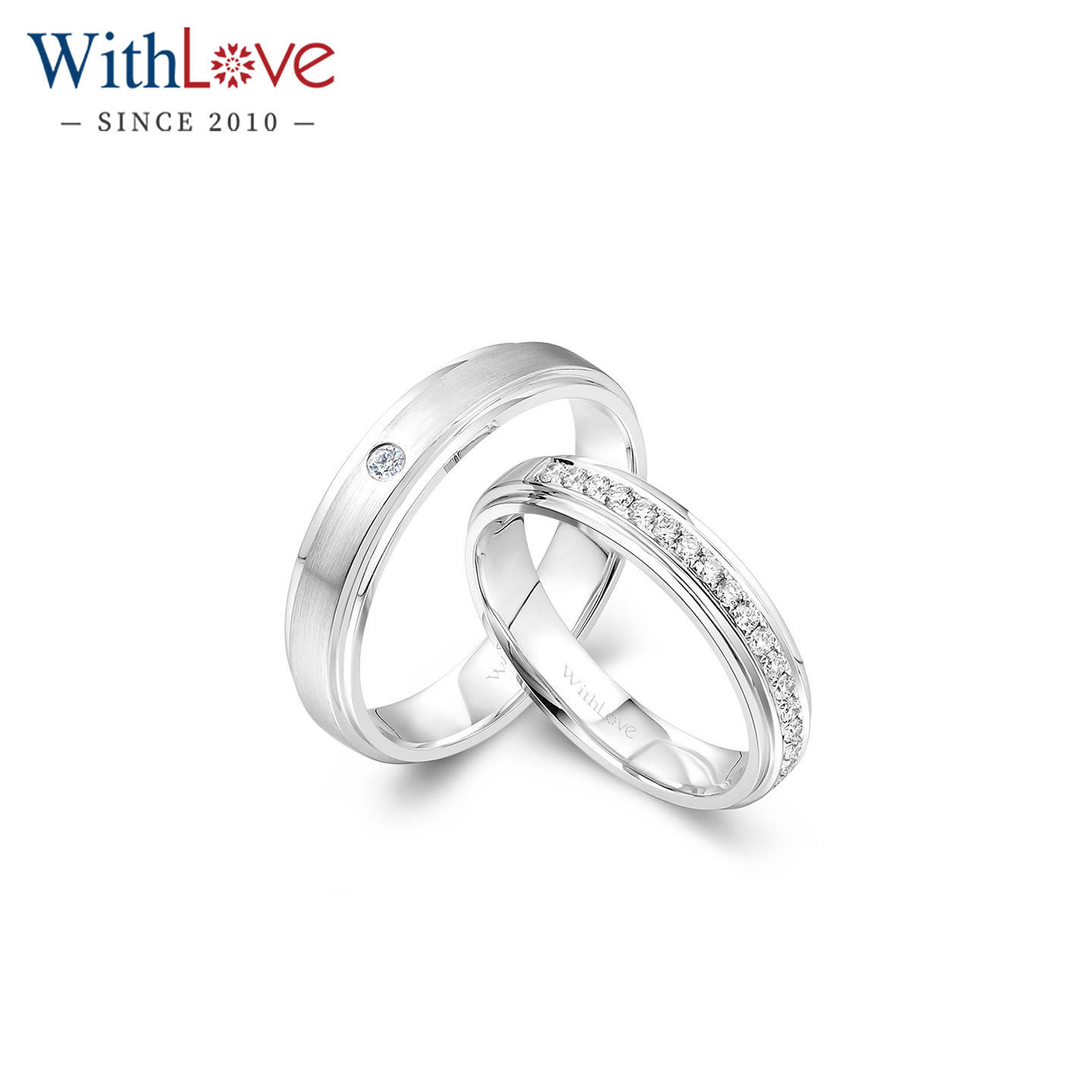 WithLove唯爱品越 18K金排钻女戒25分情侣结婚钻石对戒定做婚戒
