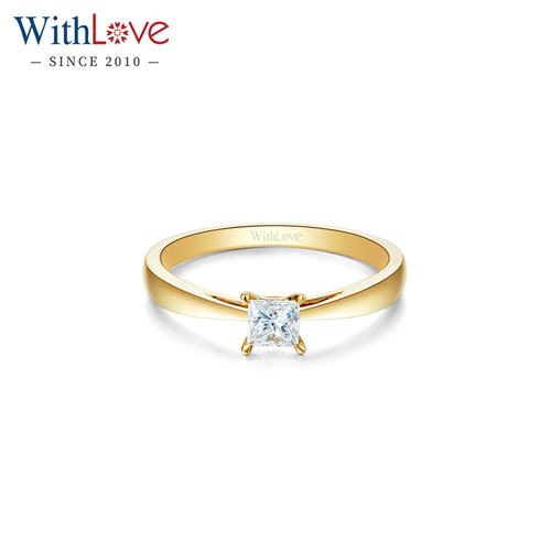 WithLove18K金公主方钻石戒指