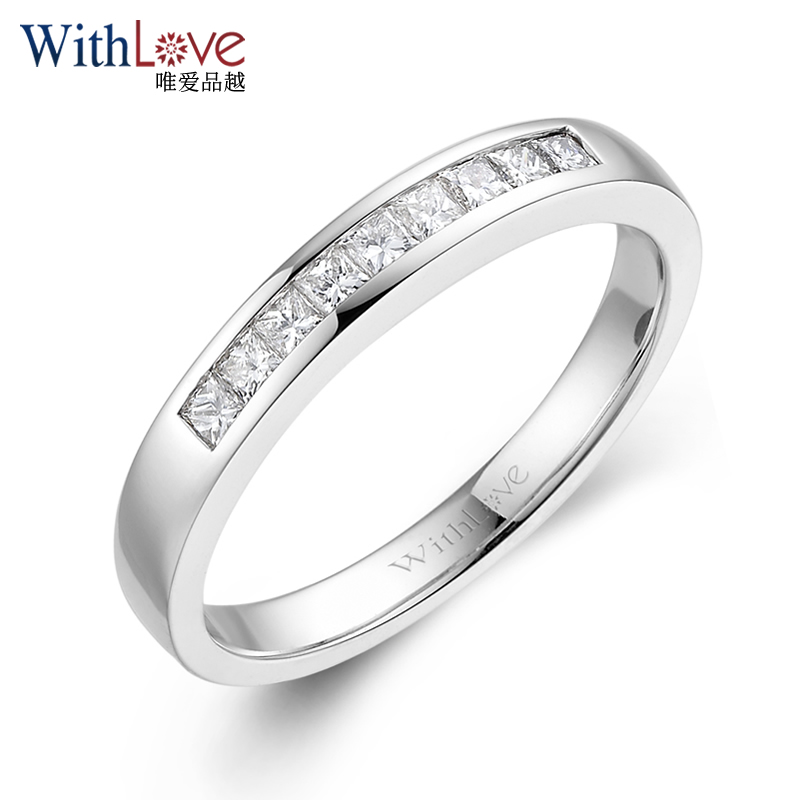 WithLove白18K金公主方钻戒定制