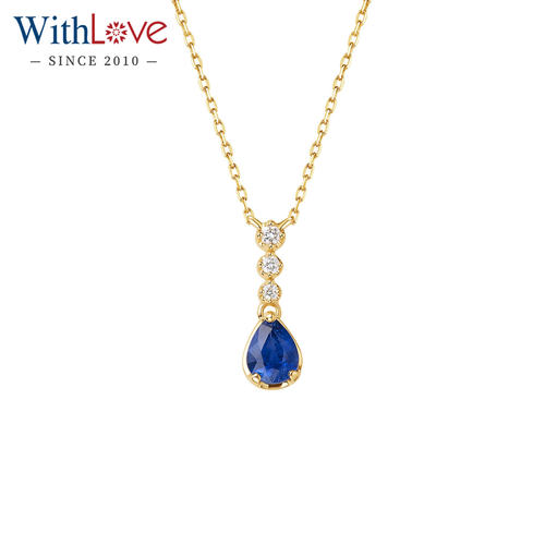 WithLove18K金水滴蓝宝石项链