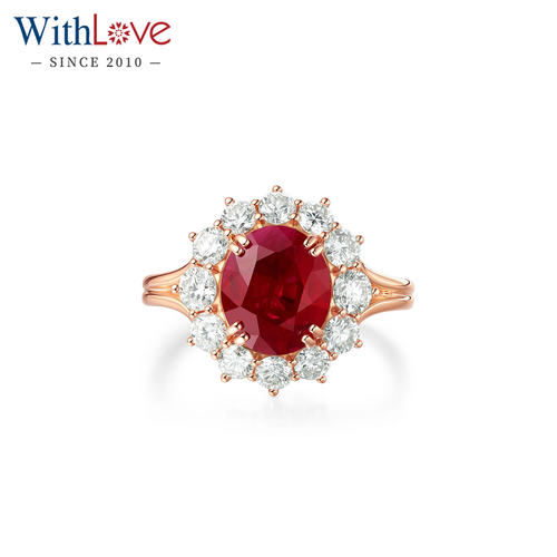 WithLove18K金鸽血红宝钻石戒指