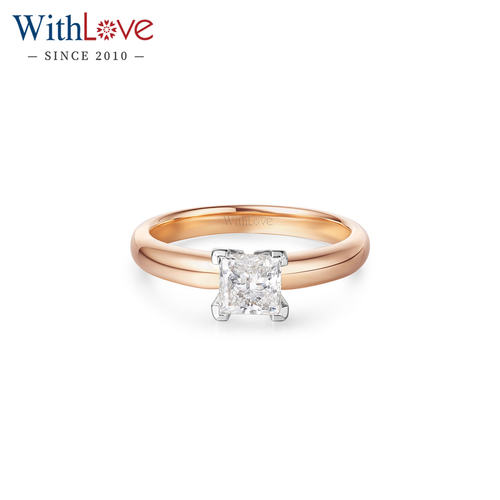 WithLove公主方18K彩金结婚钻戒
