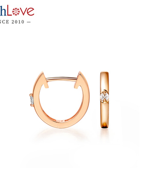 WithLove 玫瑰18K金钻石耳环简约百搭轻奢时尚耳扣耳饰情人节礼物