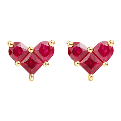 WithLove心形红宝石耳钉