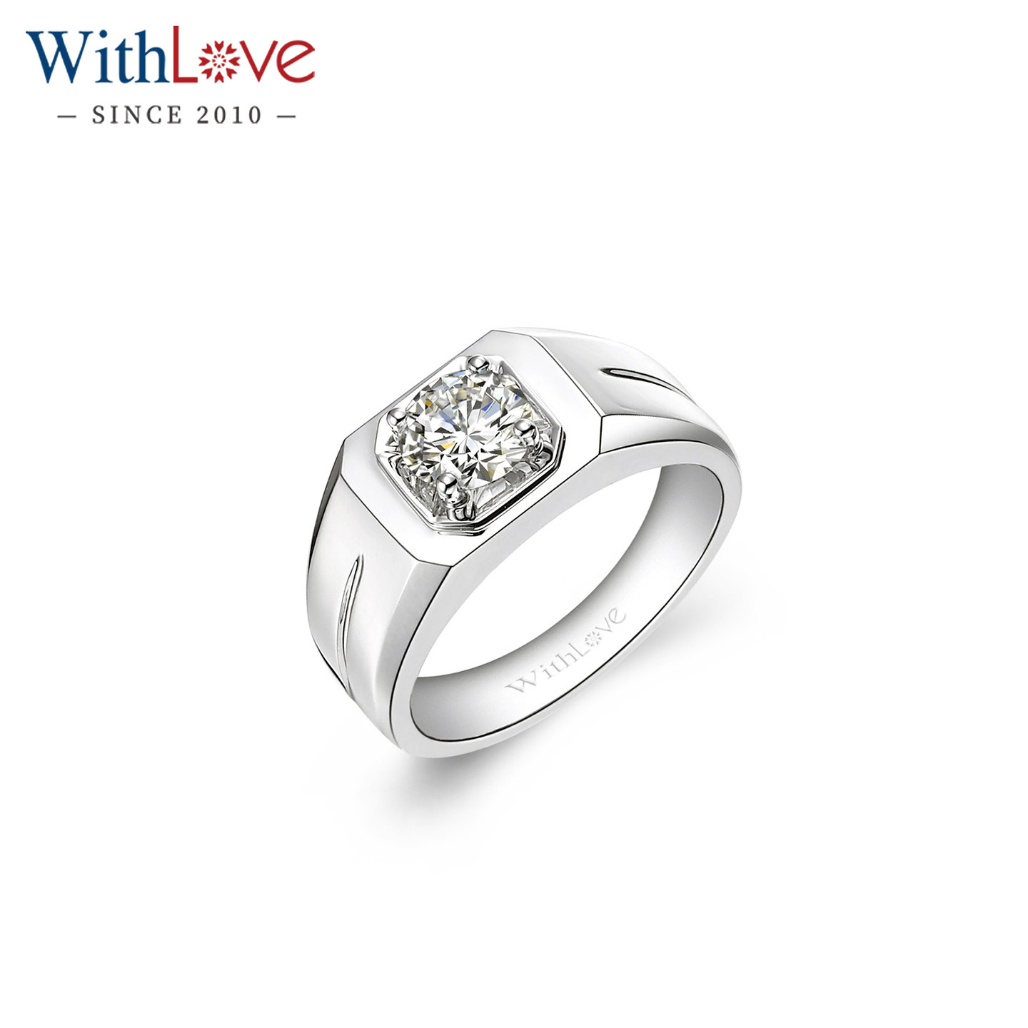 WithLove 18K金50分宽版GIA钻石男戒 简约时尚男士钻戒定制