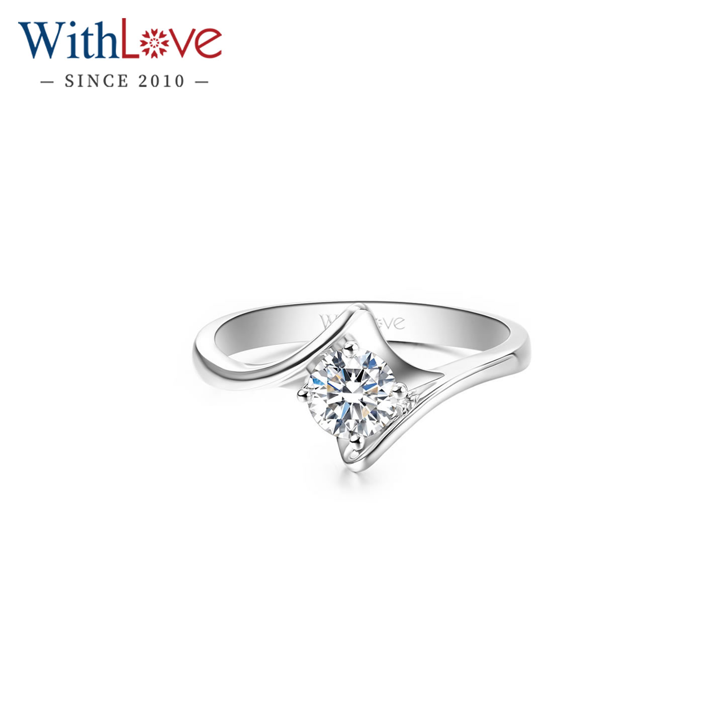 WithLove 18K金30分钻石结婚戒指扭臂Pt950钻戒美国GIA真钻定制