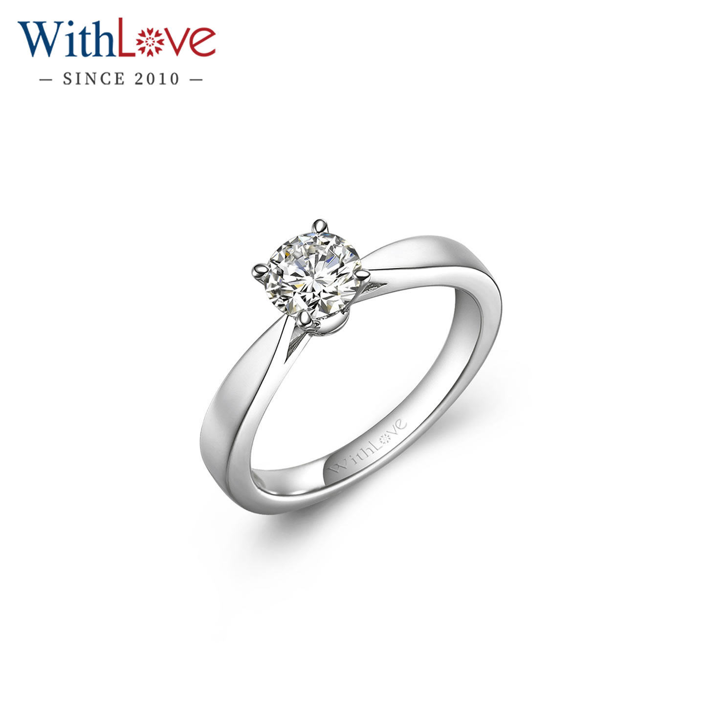 WithLove 18K金50分GIA钻石结婚戒指 厚版女款简约四爪钻戒定制