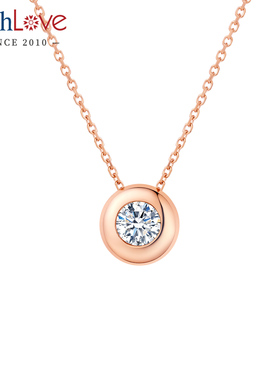 WithLove 18K玫瑰金锁骨链钻石项链泡泡单钻吊坠显大情人节送女友