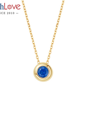 WithLove 黄18K金圆形蓝宝石mini泡泡吊坠轻奢时尚精致百搭女