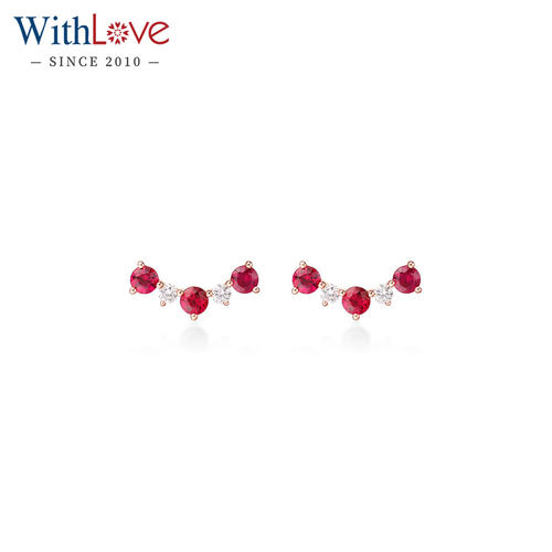 WithLove18K金红宝石钻石耳排女