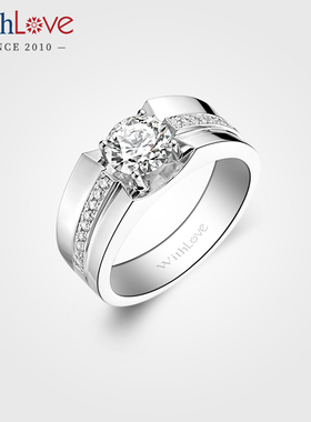 WithLove 18K金84分豪华GIA钻石宽版男戒 群镶钻戒婚戒定制