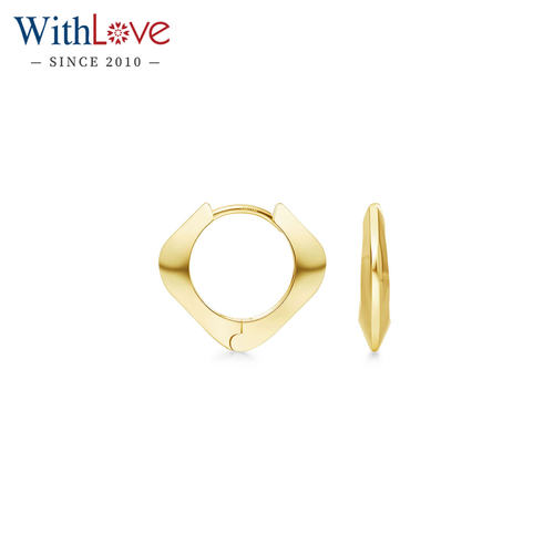 WithLove18K金几何素金耳环