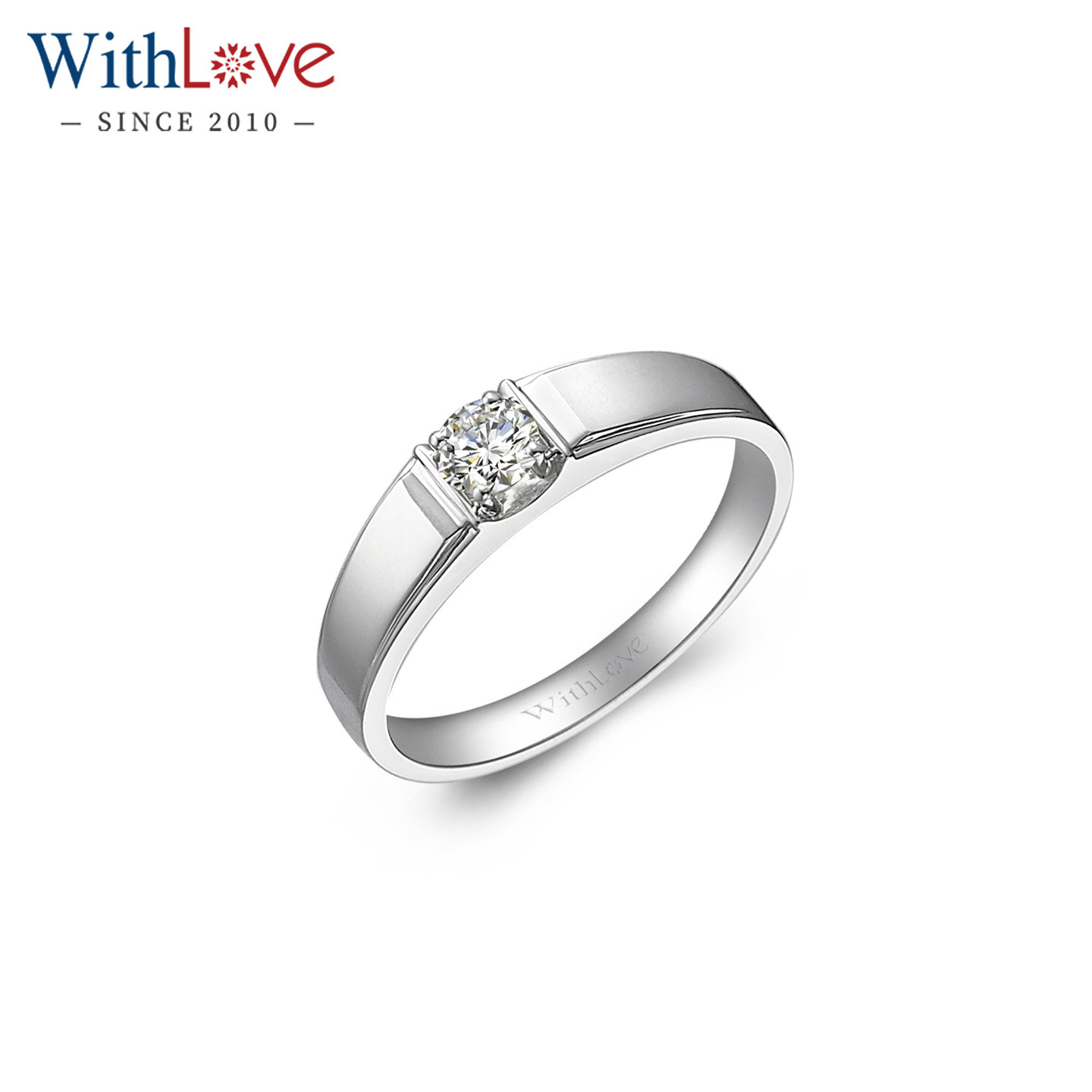 WithLove 18K金30分GIA钻石男戒 磨砂简约时尚男士婚戒定制