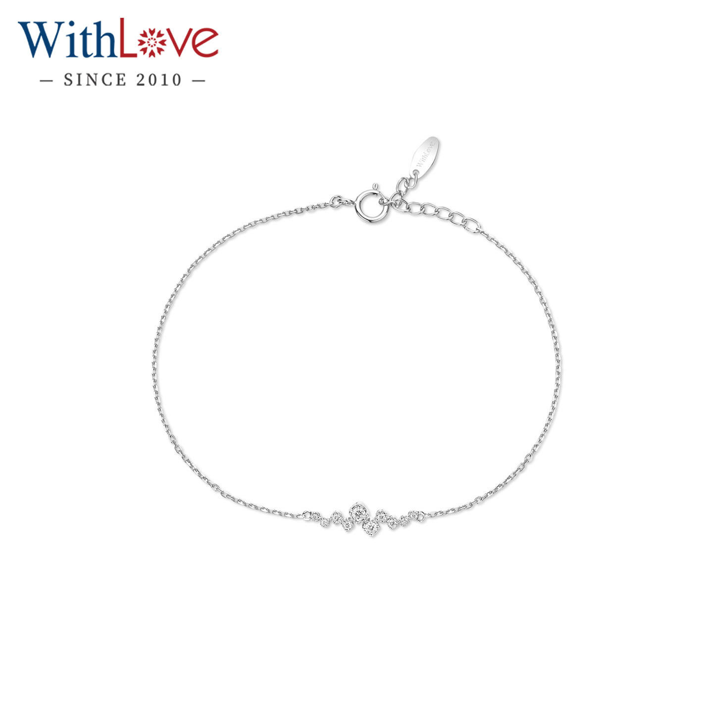 WithLove 18k金不规则群镶星河钻石手链真钻正品时尚百搭送女友