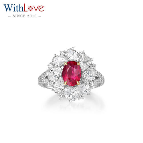 WithLove18K金鸽血红宝钻石戒指