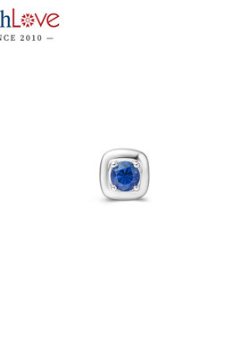 WithLove Pt950铂金圆形蓝宝石轻奢时尚百搭单只方形耳钉送女友