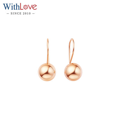 WithLove18K金圆球素金耳坠
