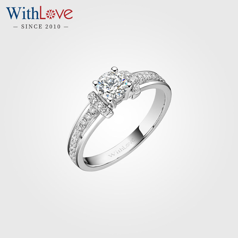 WithLove 18K金豪华GIA钻石戒指Pt950铂金四爪结婚钻戒求婚女定制