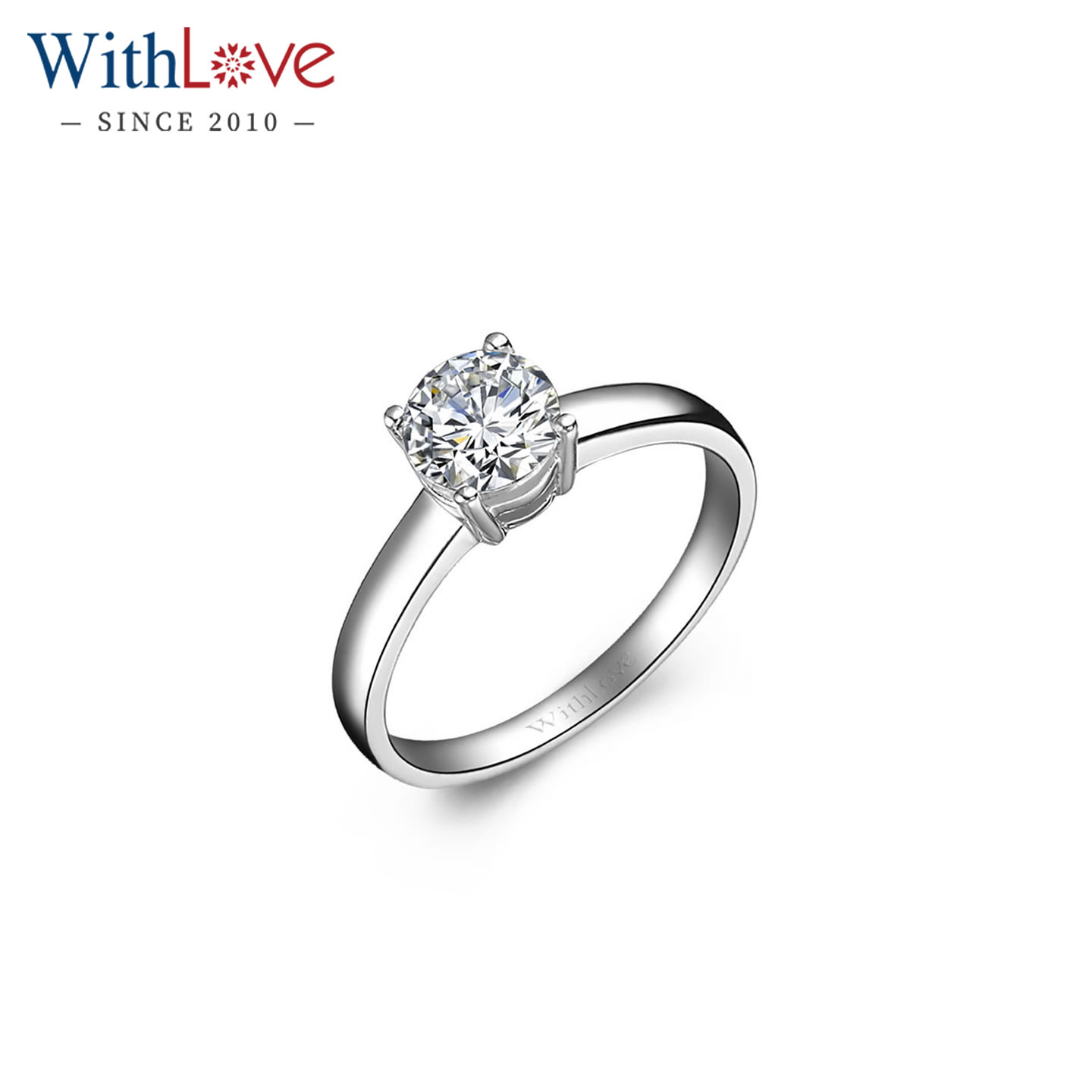 WithLove 18K金50分钻石求婚戒指四爪结婚钻戒真钻GIA证书女定制