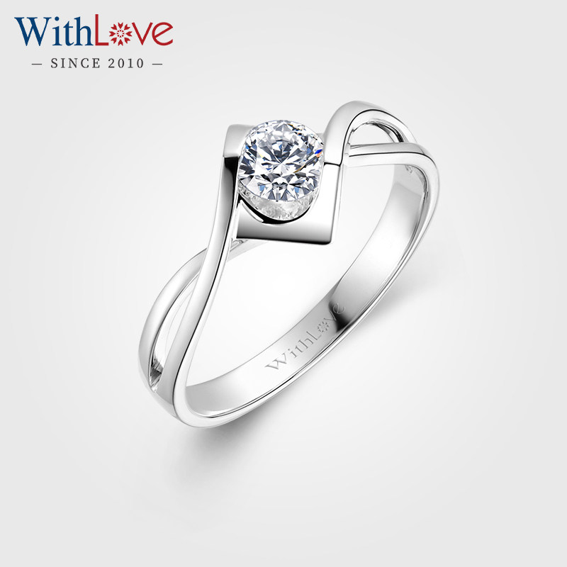 WithLove 18K金30分钻石订婚结婚戒指镂空钻戒女戒真钻GIA证书