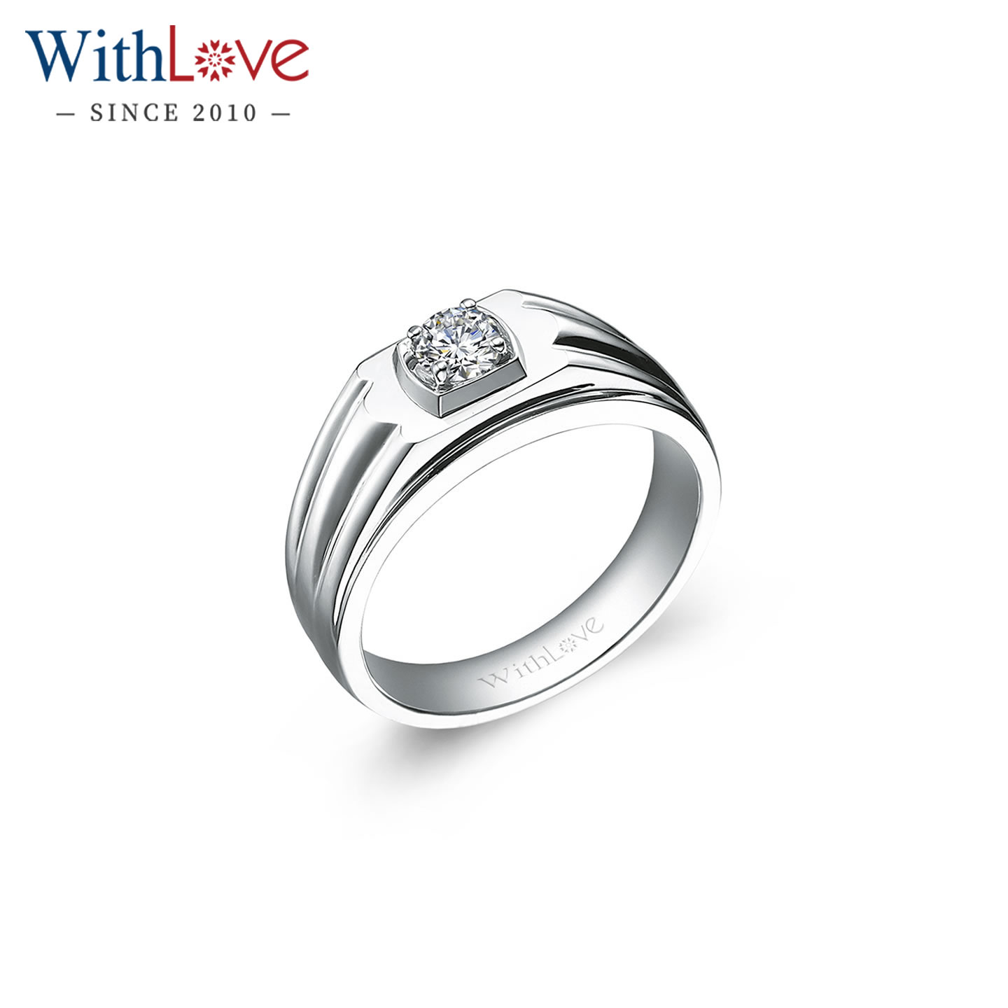 WithLove 18K金30分GIA钻石男戒铂金结婚钻戒真钻戒指附证书定制