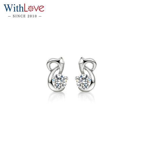 WithLove白18k金20分钻石耳钉