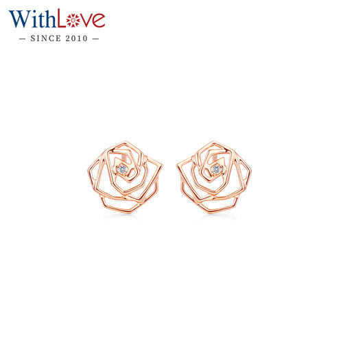 WithLove玫瑰花时尚百搭钻石耳钉
