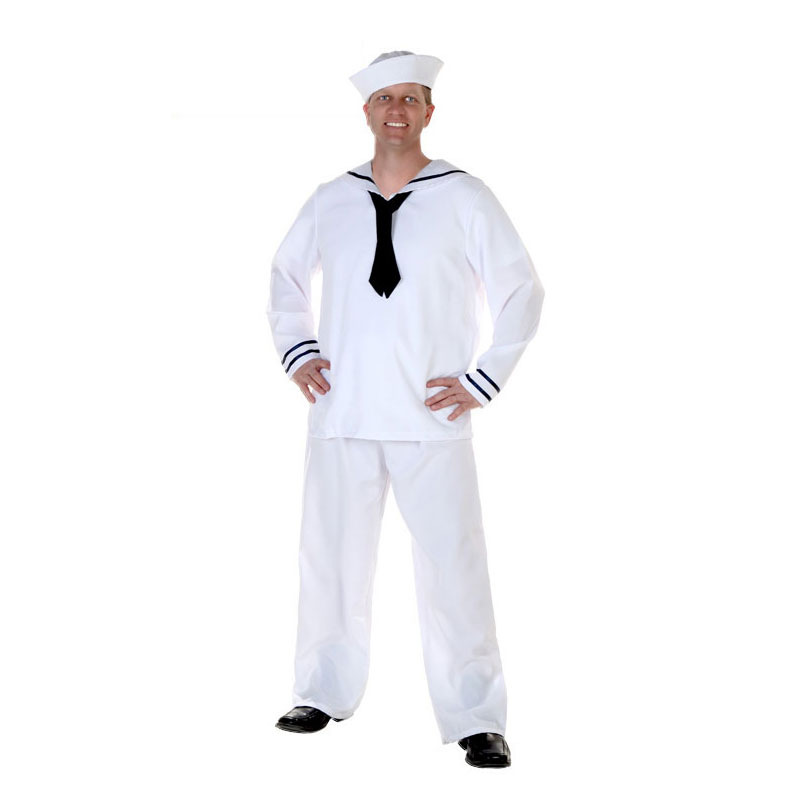 Cosplay万圣节儿童节成人儿童蓝色白色美国水兵水手海员亲子服装