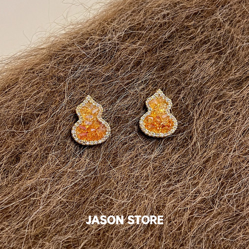 JASON925银针渐变水晶葫芦耳饰女小众独特轻奢高级感耳饰2026新款