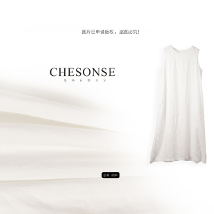 CHESONSE【夏夜】2016新款优雅汉麻直筒裙无袖连衣裙中裙261017