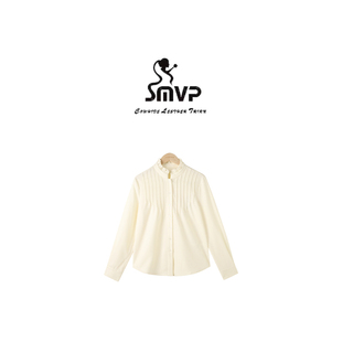 温柔风羊毛木耳边立领宽松捏褶衬衫 雅家 沐语 5072 SMVP