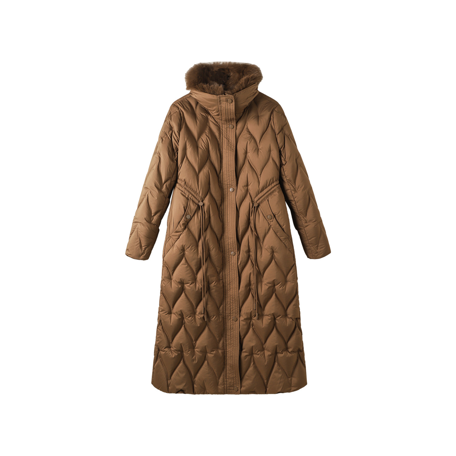 YL-K113-冬季新款收腰毛领优雅鹅绒长款流行