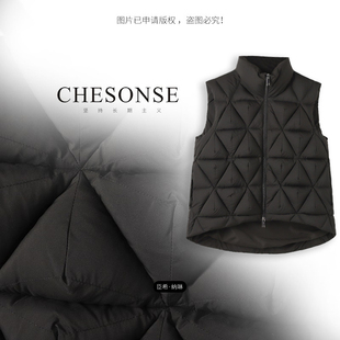 CHESONSE【繁花】冬季黑色百搭立领工字装白鸭绒短款马夹女247089