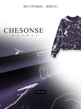 芝禾/CHESONSE【云间飞舞】高定圆领龙纹针织卫衣感混彩上衣24901